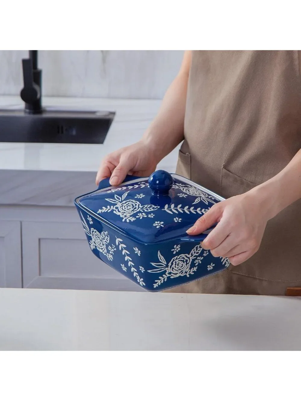 Oven Safe Ceramic Casserole Dish with Lid - Versatile Baking & Serving Dish